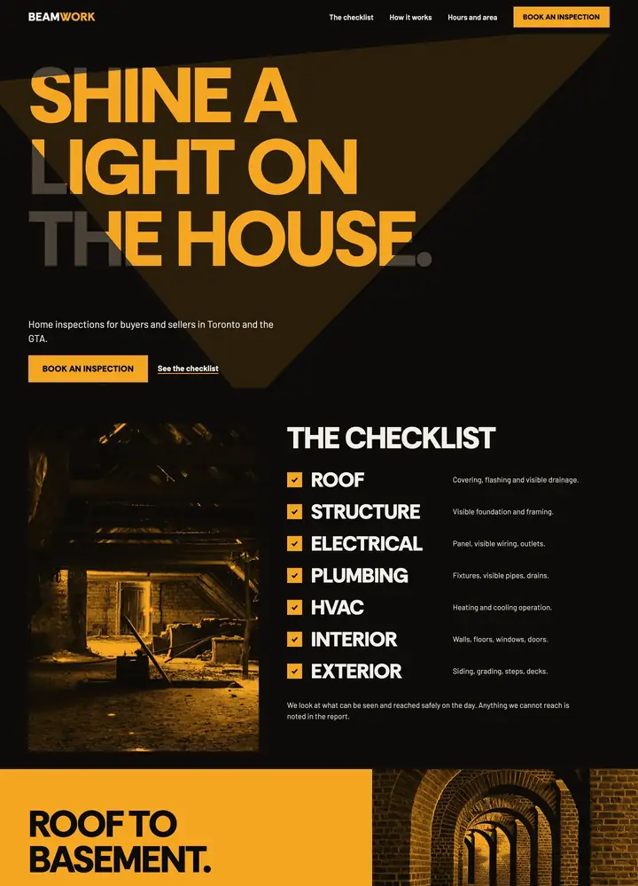 Beamwork Inspection Co., Flashlight poster, desktop home page