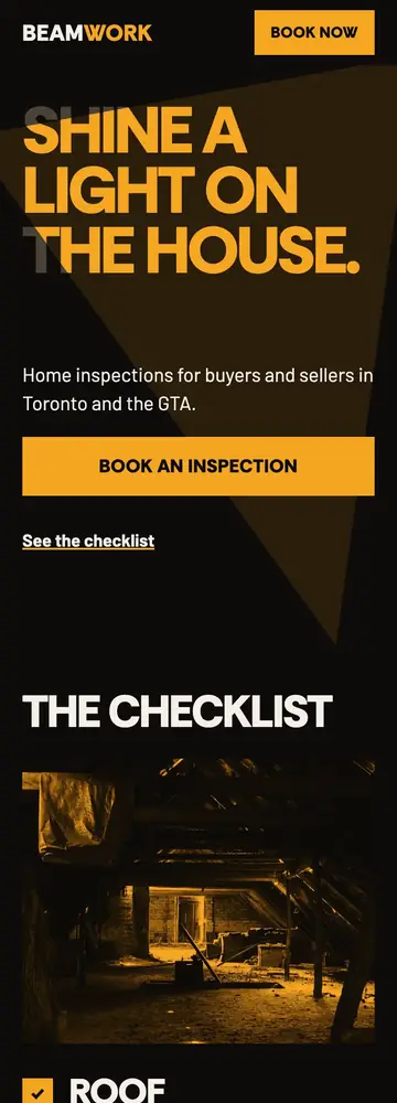 Beamwork Inspection Co., Flashlight poster, mobile home page