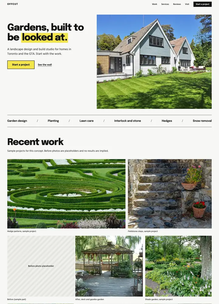 Offcut Landscape Studio, Gallery wall, desktop home page