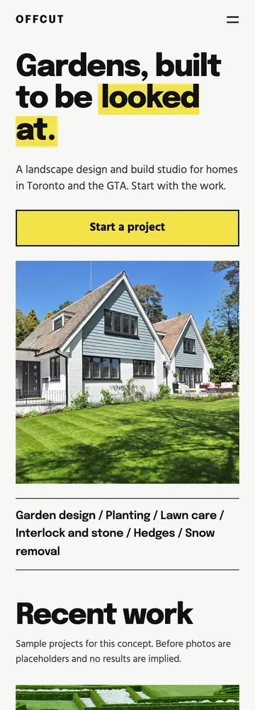 Offcut Landscape Studio, Gallery wall, mobile home page