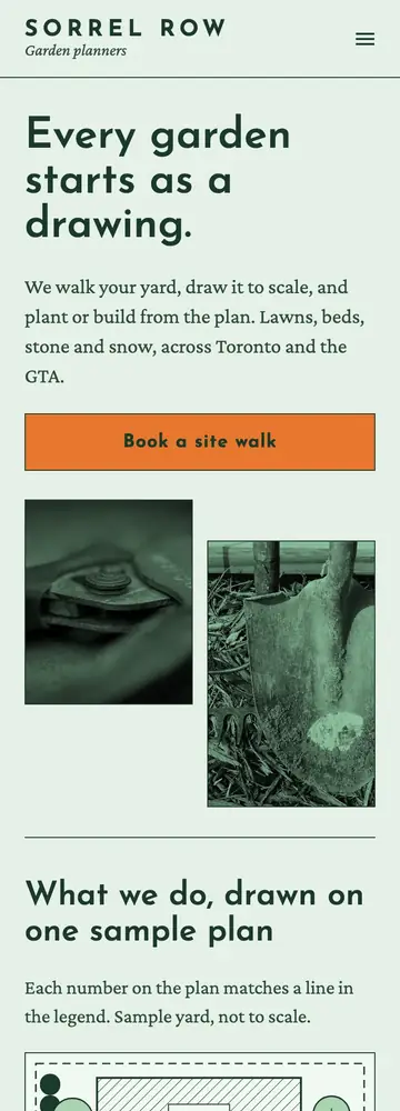 Sorrel Row Garden Planners, Garden-plan field guide, mobile home page