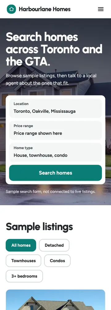 Harbourlane Homes, Listing search, mobile home page