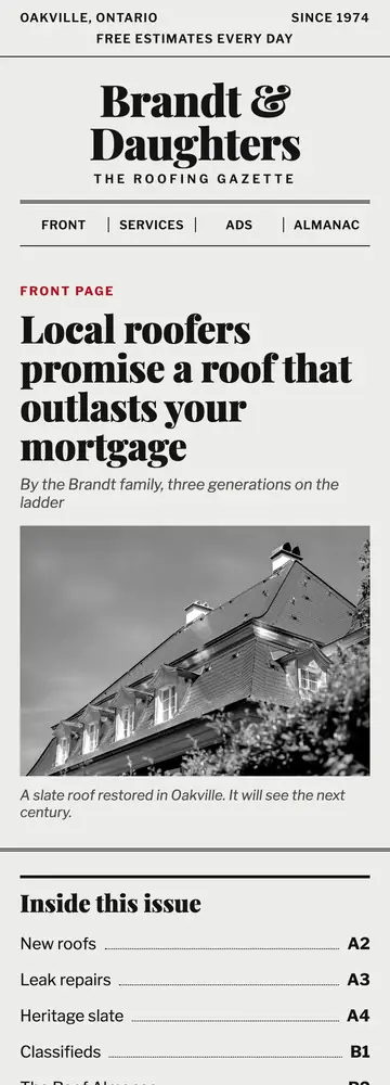 Brandt & Daughters, Newspaper front page, mobile home page